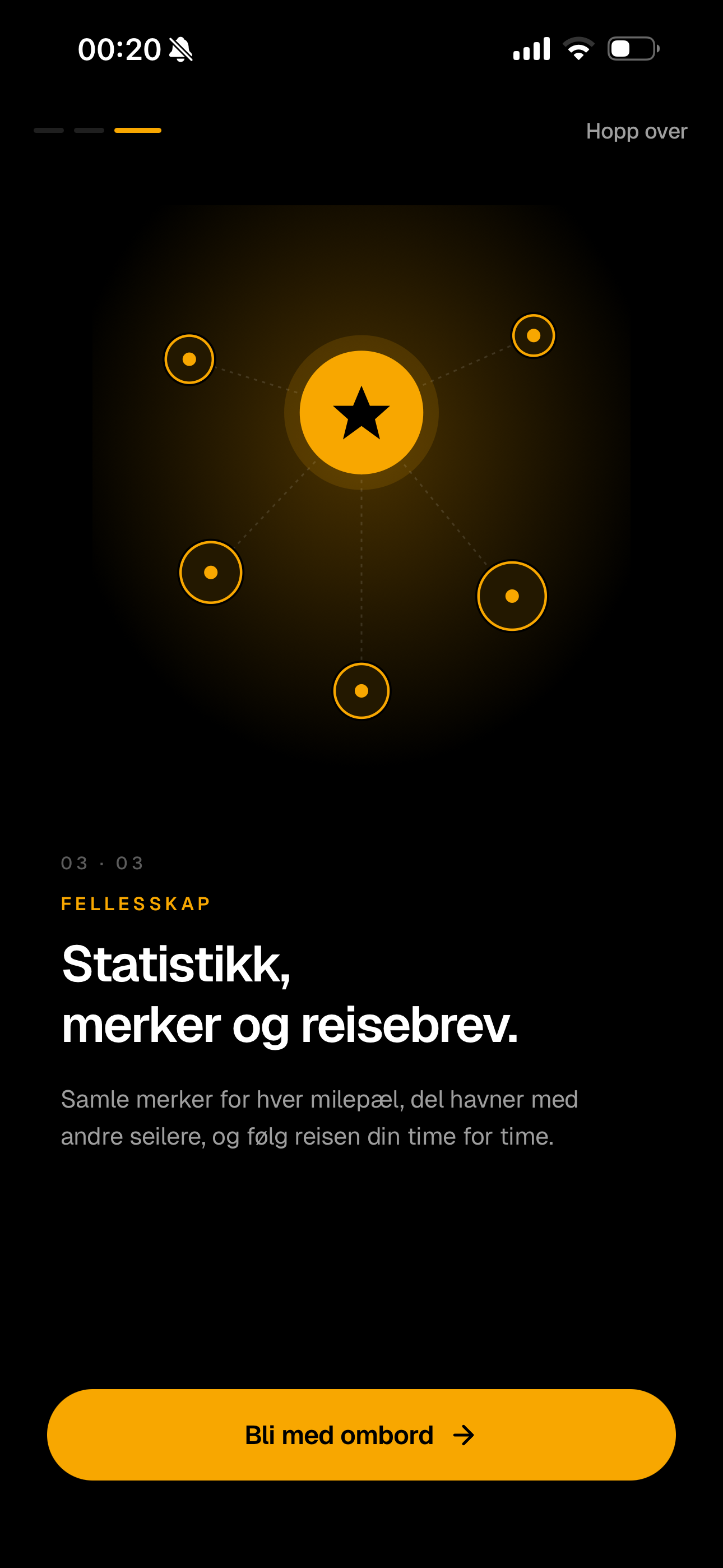 Skjermbilde av logbok og GPX-spor